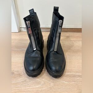 Frye Black Leather Zipper Boots